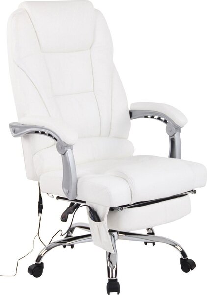 Sedia massaggiante ergonomica - sedia da ufficio - con funzione massaggio e poggiapiedi regolabile | Colore: Bianco