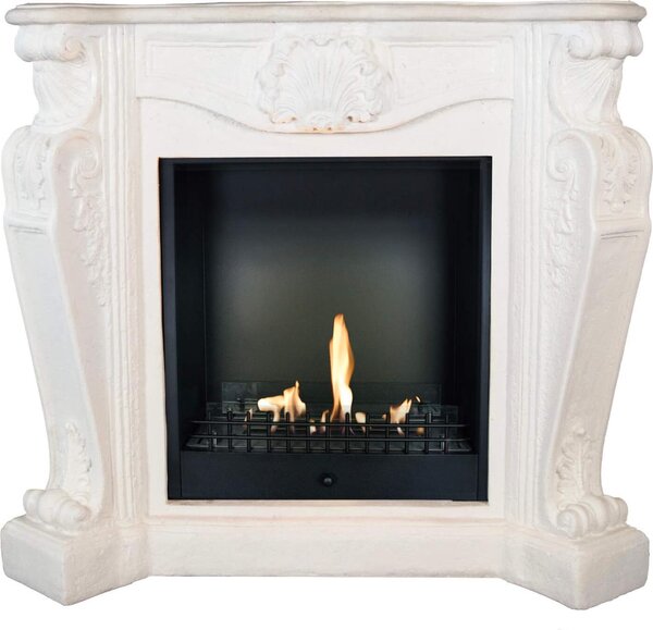 Caminetto etanolo Xaralyn - Louis BCL-W - pietra naturale bianca - riscaldamento 3 kW - caminetto da incasso incluso - caminetto decorativo