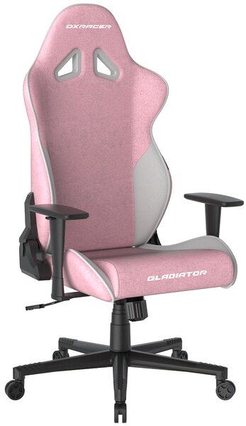 Sedia da gioco DXRacer GLADIATOR rosa e bianca, in tessuto