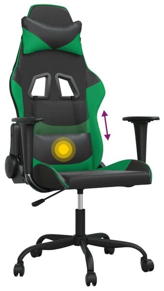 Sedia da gioco vidaXL con funzione massaggiante in Pelle finta nera e verde