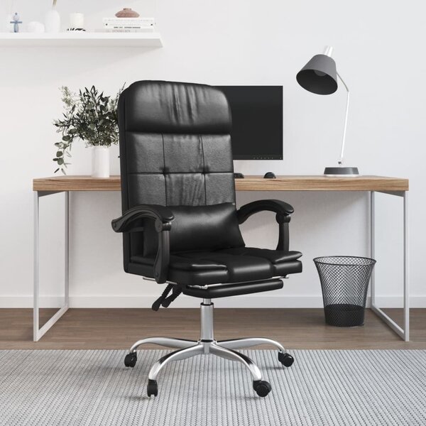 The Living Store Sedia da ufficio con funzione massaggio in ecopelle nera