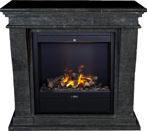 Caminetto a vapore acqueo Xaralyn - Kreta Mini EAL-SWP - pietra naturale levigata bianca - riscaldamento 1500 watt - con telecomando - caminetto elettrico Opti-Myst - caminetto da incasso incluso - caminetto decorativo