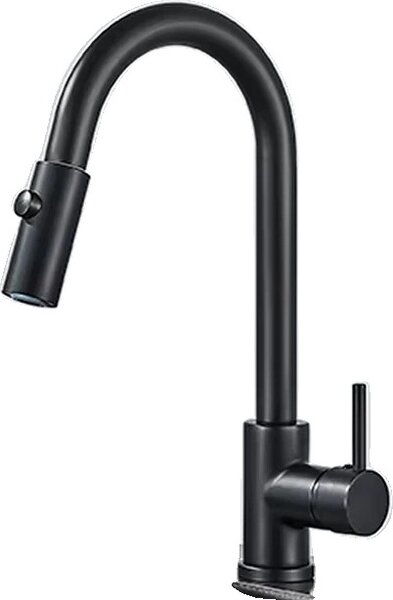 Miscelatore da cucina a bassa pressione, acciaio inox, funzione girevole a 360 gradi, nero DY A