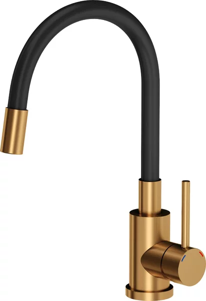 QUADRON MAGGIE Rubinetto miscelatore da cucina SteelQ 360°, colore: nero, altezza: 38 cm Funzione QFix, rubinetto da cucina rotante in acciaio inox