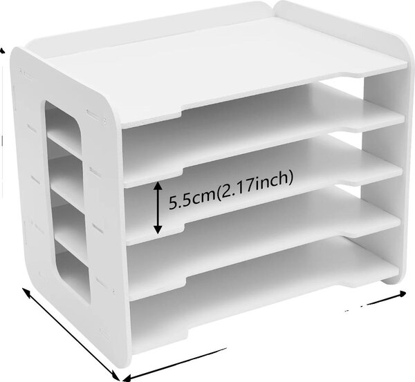 Organizer da scrivania, design multistrato, struttura resistente, BIANCO