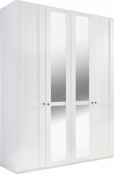 Armadio Newport ad ante battenti Armadio 4 ante 180x58x208cm specchio bianco