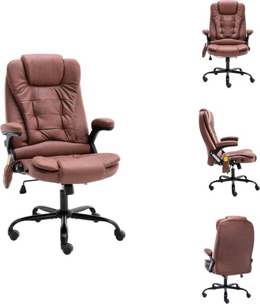 VidaXL Sedia da ufficio con funzione massaggio in pelle scamosciata marrone chiaro - Sedie da ufficio