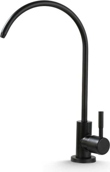 Rubinetto per acqua filtrata Ari, rubinetto da cucina nero in acciaio inox SUS304, girevole a 360 gradi, cartuccia Vetroceramica, per filtro 1/4