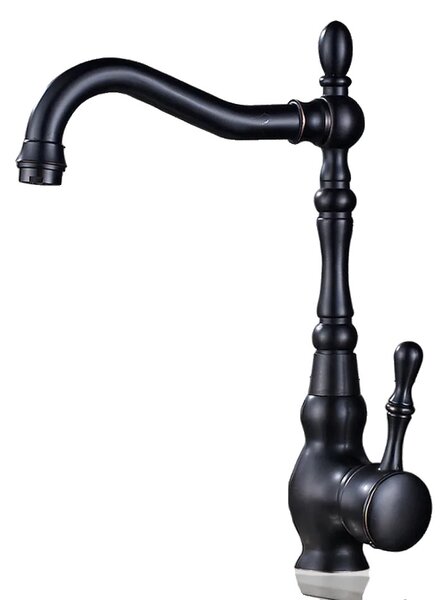 Rubinetto da cucina in bronzo nero, bocca girevole a 360 gradi, funzionamento con una sola mano