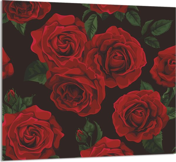 PIATTO IN VETRO PER CUCINA 65x60 Roses