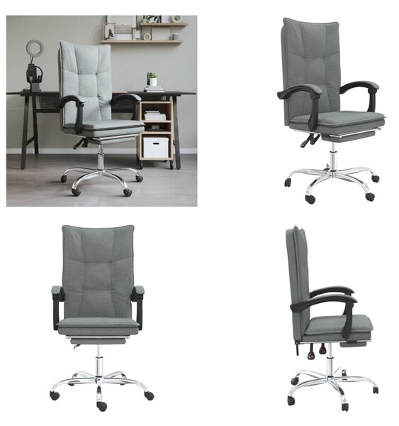 VidaXL Sedia da ufficio con funzione reclinabile in tessuto grigio scuro - Sedia da ufficio con funzione reclinabile - Sedie da ufficio con funzione reclinabile - Sedia da ufficio con funzione relax - Sedia da scrivania