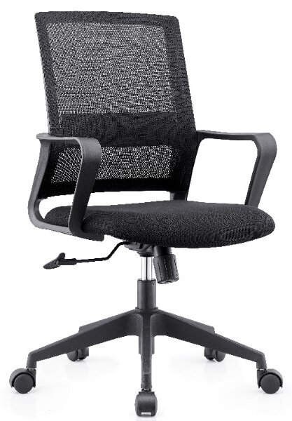 Sedia da ufficio Casa Dolce ORE, 57x57x95-105 cm, Pelle finta, regolabile in altezza, nera, con braccioli