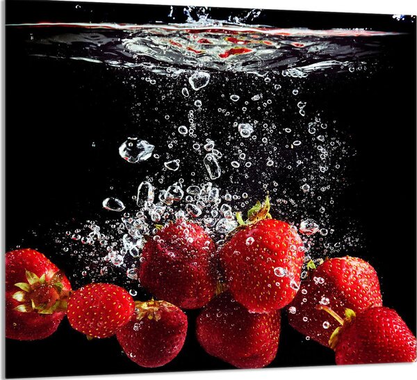 PIATTO IN VETRO PER CUCINA 65x60 Fragole
