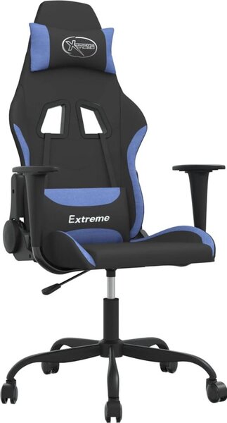 Sedia da Gaming Nero e Blu in Tessuto