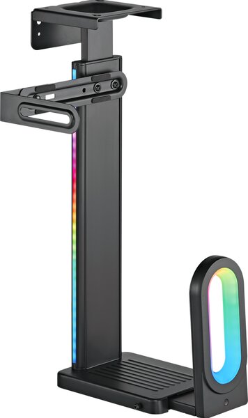 Supporto per PC Xantron® con effetti RGB stimolanti/supporto per PC sotto la scrivania, supporto per PC a parete/regolabile in lunghezza, profondità e larghezza, ideale per il gioco - capacità di carico fino a 20 kg