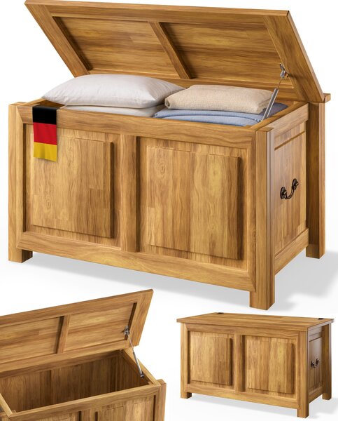 Deuba Cassapanca in Legno 85x44x48cm Vano Contenitore e Coperchio Baule Salvaspazio Pistone a Gas