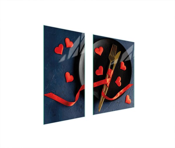 Piastre copri fornello 2 pezzi 75x52 Vetroceramica copri piano cottura vetro tagliere cucina cuore