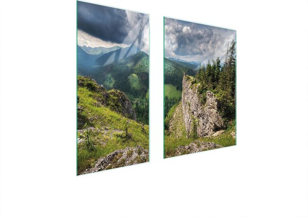 Piastre coprifornelli 2 pezzi 75x52 Vetroceramica coprifornelli tagliere vetro paesaggio montagne