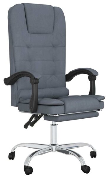 VidaXL Sedia da ufficio con funzione massaggio in velluto grigio scuro