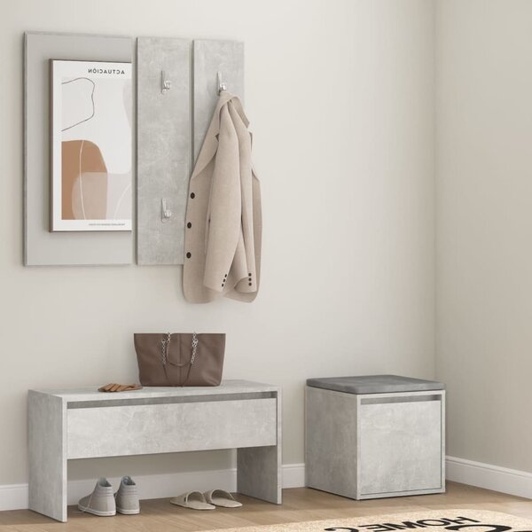 The Living Store Set di mobili per corridoio in cemento grigio materiale legno