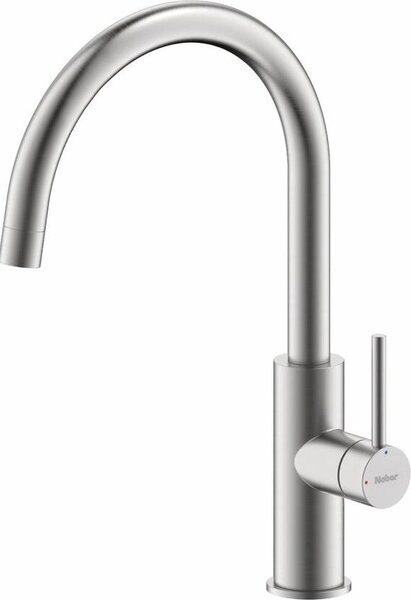 Miscelatore NABER NAMOR 5 in ACCIAIO INOX spazzolato con bocca fissa girevole / Miscelatore da cucina / Miscelatore monocomando