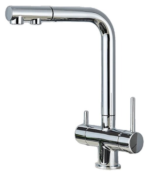 Rubinetto da cucina a soffitto, doppio supporto, orientabile a 360 gradi, rubinetto cromato
