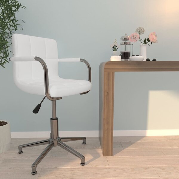 The Living Store Sedia da ufficio girevole in ecopelle bianca