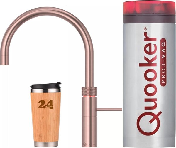 "QUOOKER FUSION Round VAQ PRO3 Copper Rose' PVD & 100°C tap (3FRRCO)" miscelatore per lavello con funzione acqua bollente a 100°C