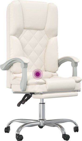 VidaXL Sedia da ufficio con funzione massaggio in Pelle finta crema