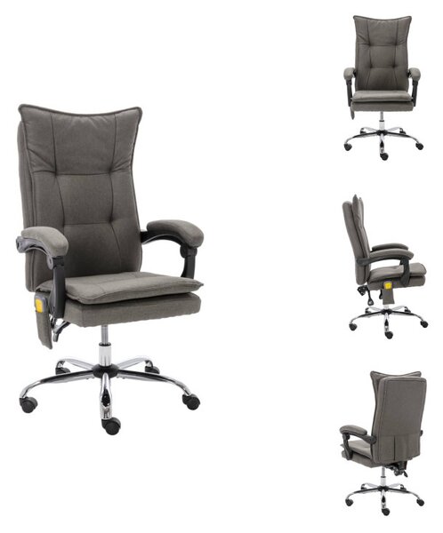 VidaXL Sedia da ufficio massaggiante in tessuto grigio - Sedie da ufficio
