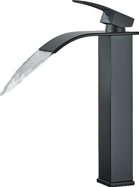 Rubinetto per lavabo, struttura in ottone, comando monocomando, nero alto