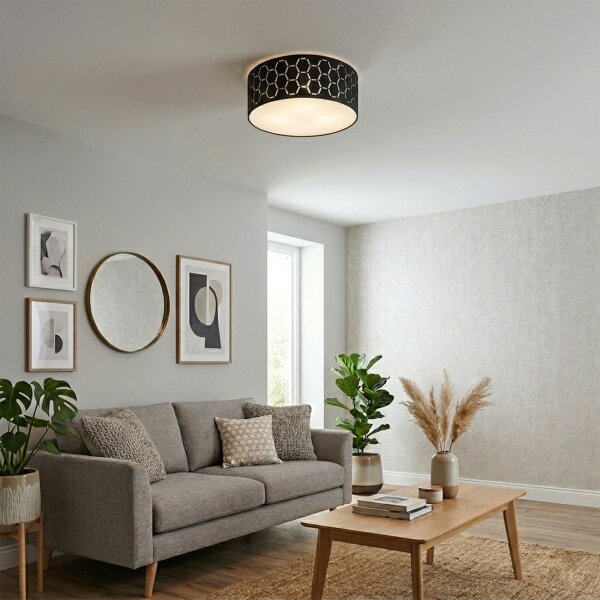 Plafoniera ULLE 1xE27/15W/230V diam. 35 cm nera