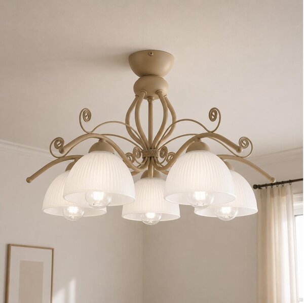Brilagi - Lampadario a plafone ANTICO MODERN 5xE27/60W/230V beige