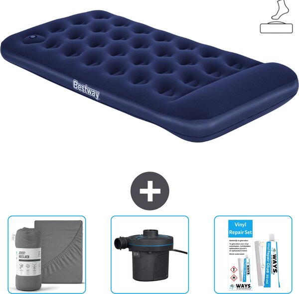 Materasso gonfiabile Bestway - 1 persona - 99 x 188 x 28 cm - Blu - Accessori inclusi