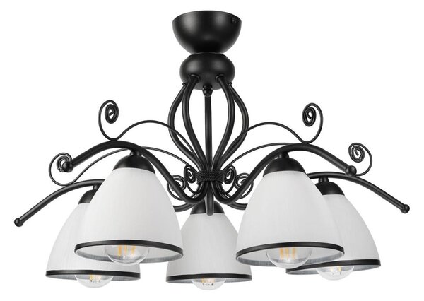 Lampadario a soffitto RETRO 5xE27/60W/230V nero/bianco