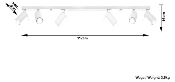 Faretto bianco 8x120 cm Etna – Sollux
