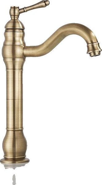 Rubinetto per lavabo, struttura in ottone resistente, design contemporaneo, ottone anticato alto