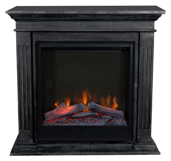 Caminetto elettrico Xaralyn - Cadiz ELE-SBU - pietra naturale nera - riscaldamento 1500 watt - con telecomando - caminetto da incasso incluso - caminetto decorativo
