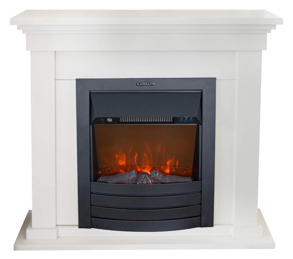 Caminetto elettrico Xaralyn - Calgary - legno bianco - riscaldamento 1800 Watt - caminetto da incasso incluso - caminetto decorativo