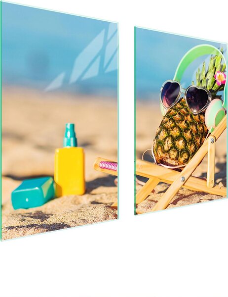 Piatto Di Protezione In Vetro Per Cucina 65X52 Ananas