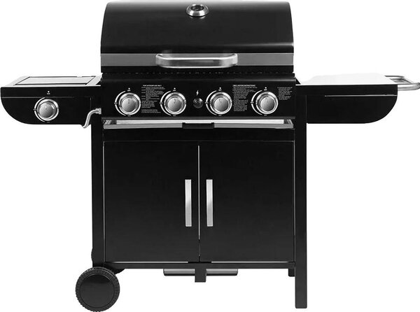 Barbecue a gas, 4 bruciatori, accensione piezoelettrica, gas naturale, altezza 122 cm, struttura in acciaio