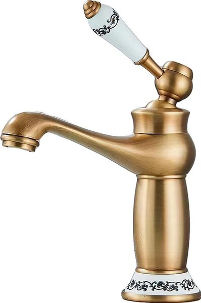 Rubinetto per lavabo, design elegante, struttura robusta, bronzo oleato corto