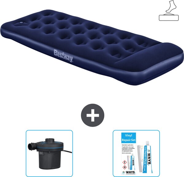 Materasso gonfiabile Bestway - 1 persona - 76 x 185 x 28 cm - Blu - Accessori inclusi