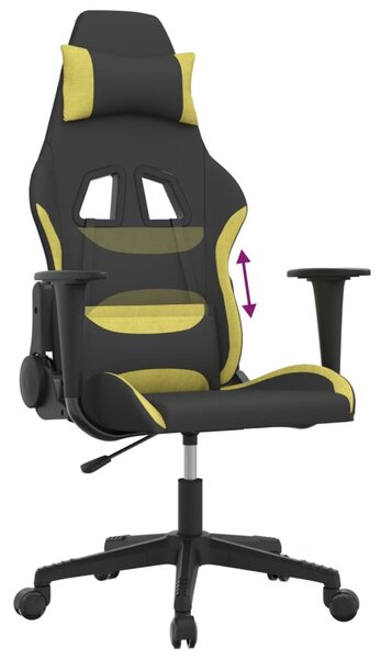 Sedia da gaming vidaXL in tessuto nero e verde chiaro