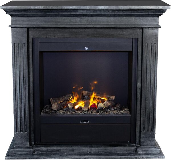 Caminetto a vapore acqueo Xaralyn - Cadiz EAL-SBU - pietra naturale lucida nera - riscaldatore da 1500 watt - con telecomando - caminetto elettrico Opti-Myst - caminetto da incasso incluso - caminetto decorativo