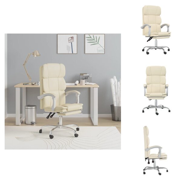 VidaXL Sedia da ufficio con funzione reclinabile in Pelle finta crema - Sedie da ufficio