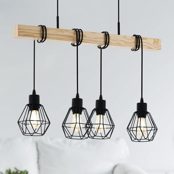 Eglo 44075 - Lampadario sospeso a cavo TOWNSHEND 4xE27/60W/230V