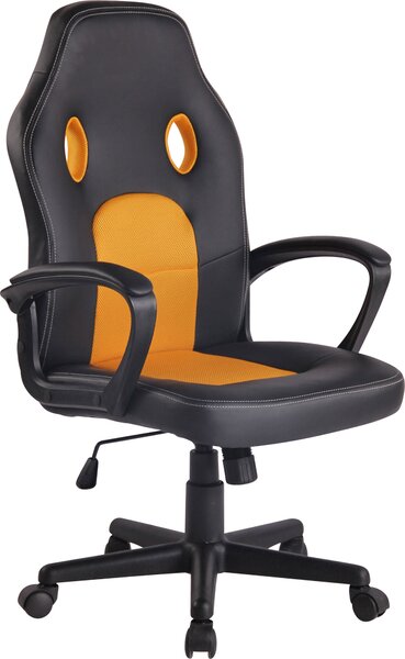 CLP Sedia da ufficio gaming Elbing regolabile in altezza e girevole, nero/giallo