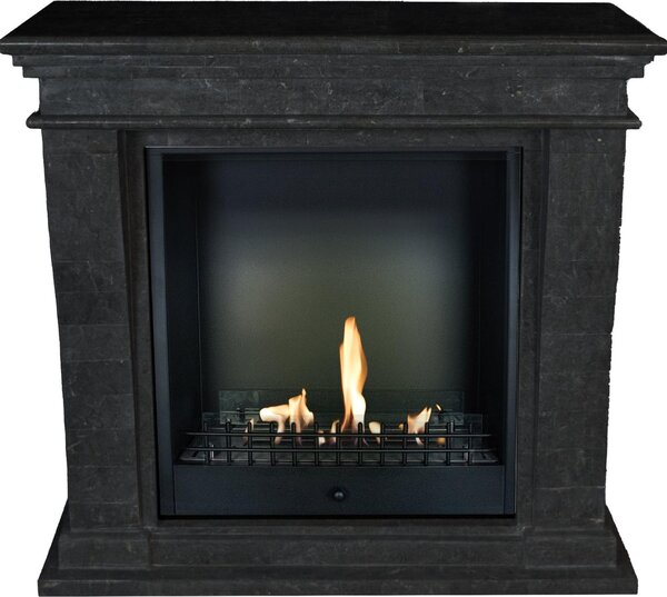 Caminetto a etanolo Xaralyn - Kreta-Mini BCL-SBU - pietra naturale nera - riscaldamento 3 kW - caminetto da incasso incluso - caminetto decorativo