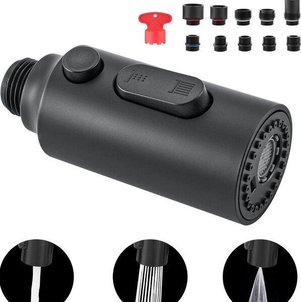 INF Aeratore Girevole per Rubinetto Cucina Estensore con Modalità Spray Multiple ABS Nero